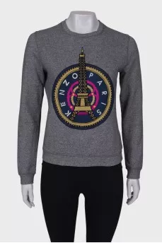Gray sweatshirt with embroidery
