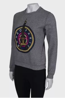 Gray sweatshirt with embroidery