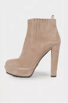 Suede high heel ankle boots
