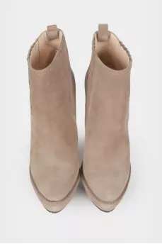 Suede high heel ankle boots