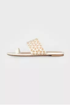 Patterned leather slippers