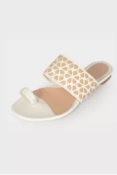 Patterned leather slippers