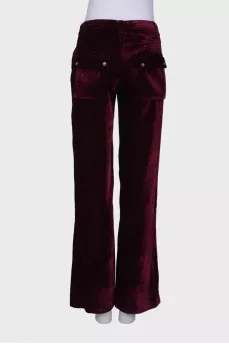 Velor burgundy trousers