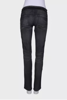 Charcoal jeans with rhinestones