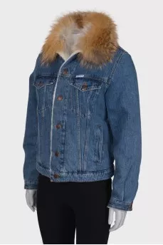 Denim blue jacket with fur