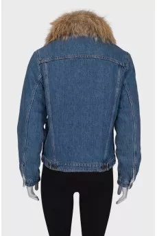 Denim blue jacket with fur