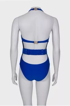 Blue swimsuit with belt