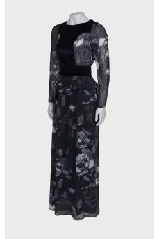Navy blue printed maxi dress
