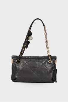 Leather bag with chain handles
