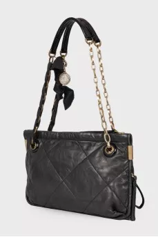 Leather bag with chain handles