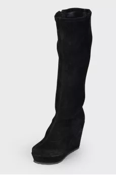 Suede wedge boots