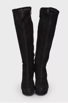 Suede wedge boots