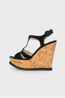 Suede wedge sandals