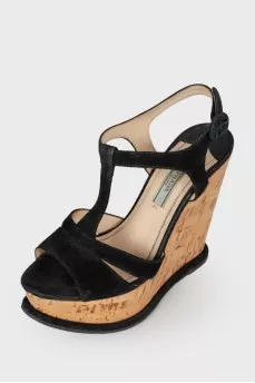 Suede wedge sandals