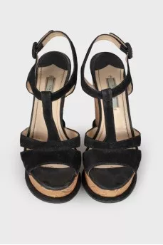 Suede wedge sandals
