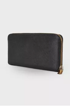 Black wallet with gold hardware