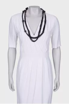 Black necklace-belt decorated with flowers