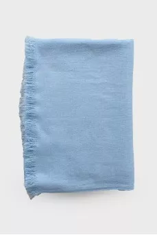 Blue fringed scarf