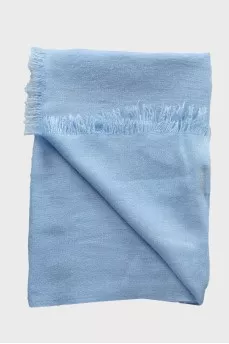 Blue fringed scarf