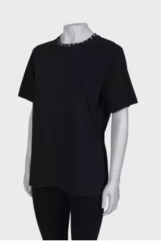 Black T-shirt with brand logo