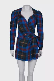 Wrap check dress