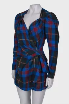 Wrap check dress