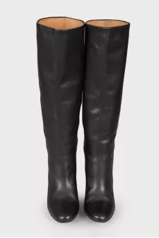Medium heeled leather boots