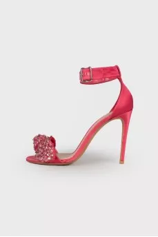 Textile sandals with a bow