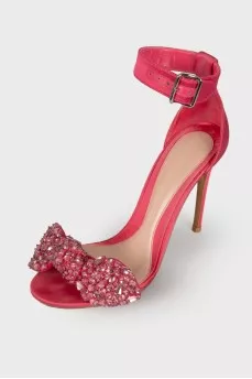 Textile sandals with a bow