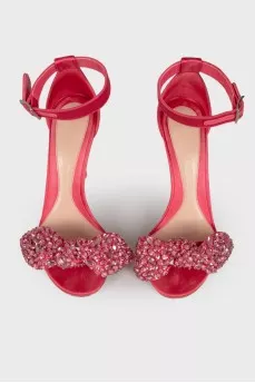 Textile sandals with a bow