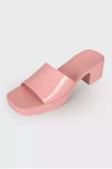 Rubber pink mules