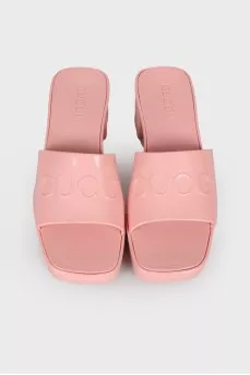 Rubber pink mules