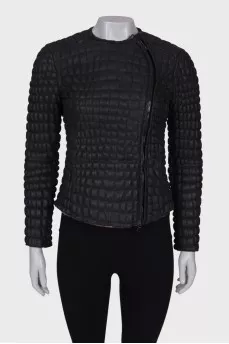 Leather padded jacket
