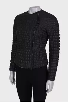 Leather padded jacket