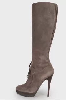Graphite suede boots