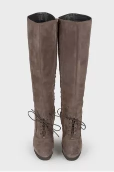 Graphite suede boots