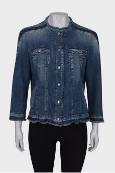 Denim jacket with fringes