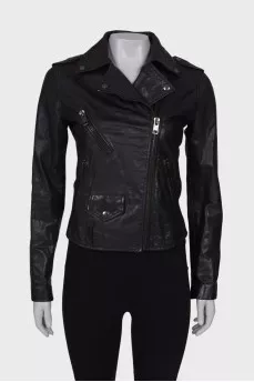 Leather jacket with back print
