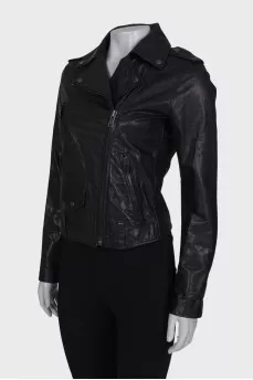 Leather jacket with back print