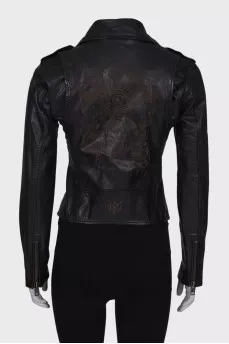 Leather jacket with back print