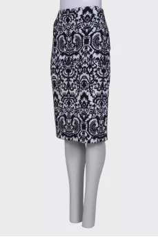 Pencil skirt in black and white print