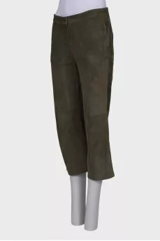 Dark green suede trousers