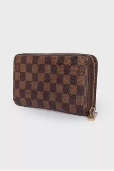 Brown wallet in signature print