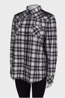 Plaid shirt with lace