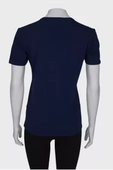 Navy blue print T-shirt
