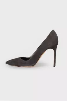 Charcoal pointed toe pumps
