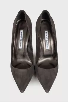Charcoal pointed toe pumps