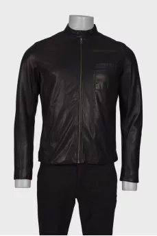 Men's zip-up leather jacket