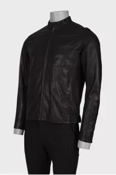 Men's zip-up leather jacket