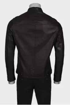 Men's zip-up leather jacket